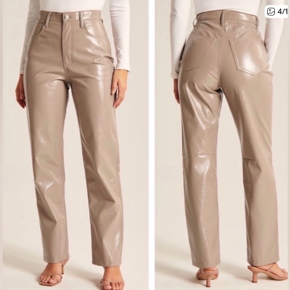 Abercrombie & Fitch Straight Leg Ultra High Rise Vegan Leather Curve Love Pants